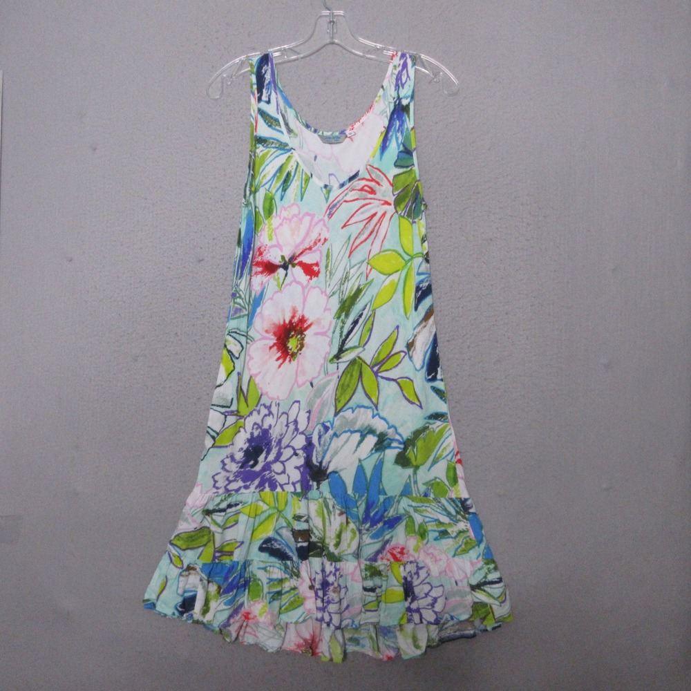 Jams World Dress S Floral Tropical Ruffle Hem Hawaii Luau Aloha Beach Vacation